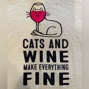 Cats And Wine Make Everything Fine Funny Novelty Shirt, Green, Large